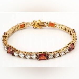 Amazing 925 Sterling Gold Tone Red Diamond ZC Bracelet